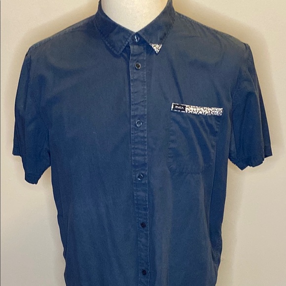 RVCA Blue Casual Button Down Shirt - Picture 3 of 7